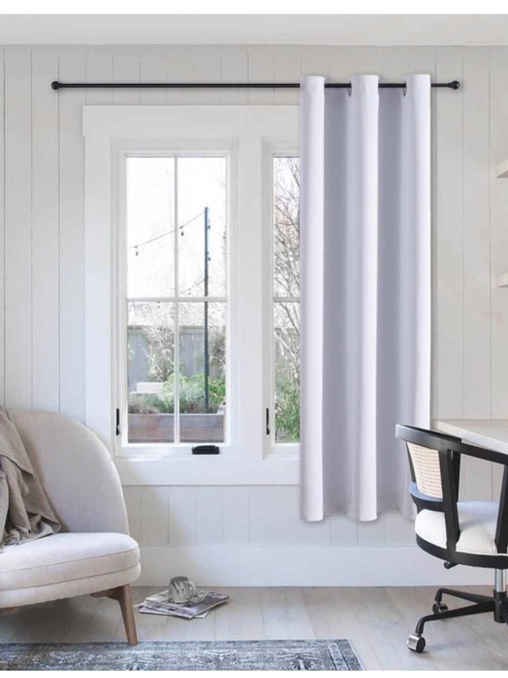 Room Darkening Curtain Grommet Top Thermal Insulated 29x50” GRAYISH WHITE